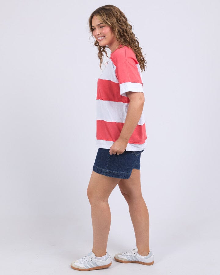 Bold Stripe Tee Cayenne/White
