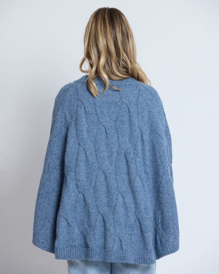 Cable Poncho Denim