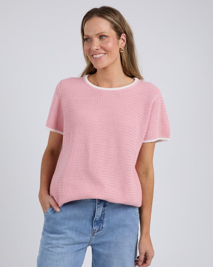 CAMELLIA SHIRT SLEEVE KNIT PINK BLUSH