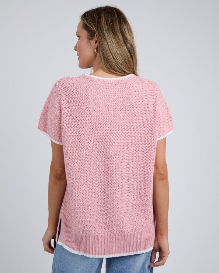 CAMELLIA SHIRT SLEEVE KNIT PINK BLUSH