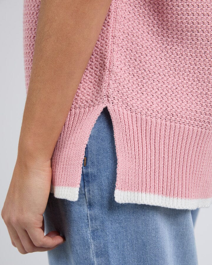 CAMELLIA SHIRT SLEEVE KNIT PINK BLUSH