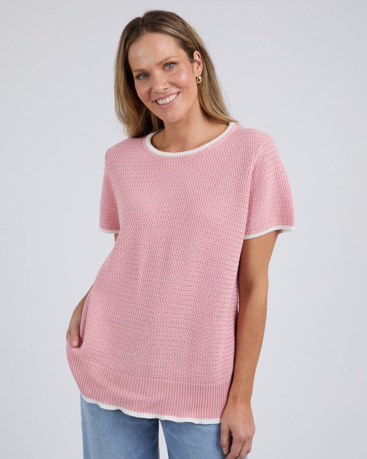 CAMELLIA SHIRT SLEEVE KNIT PINK BLUSH