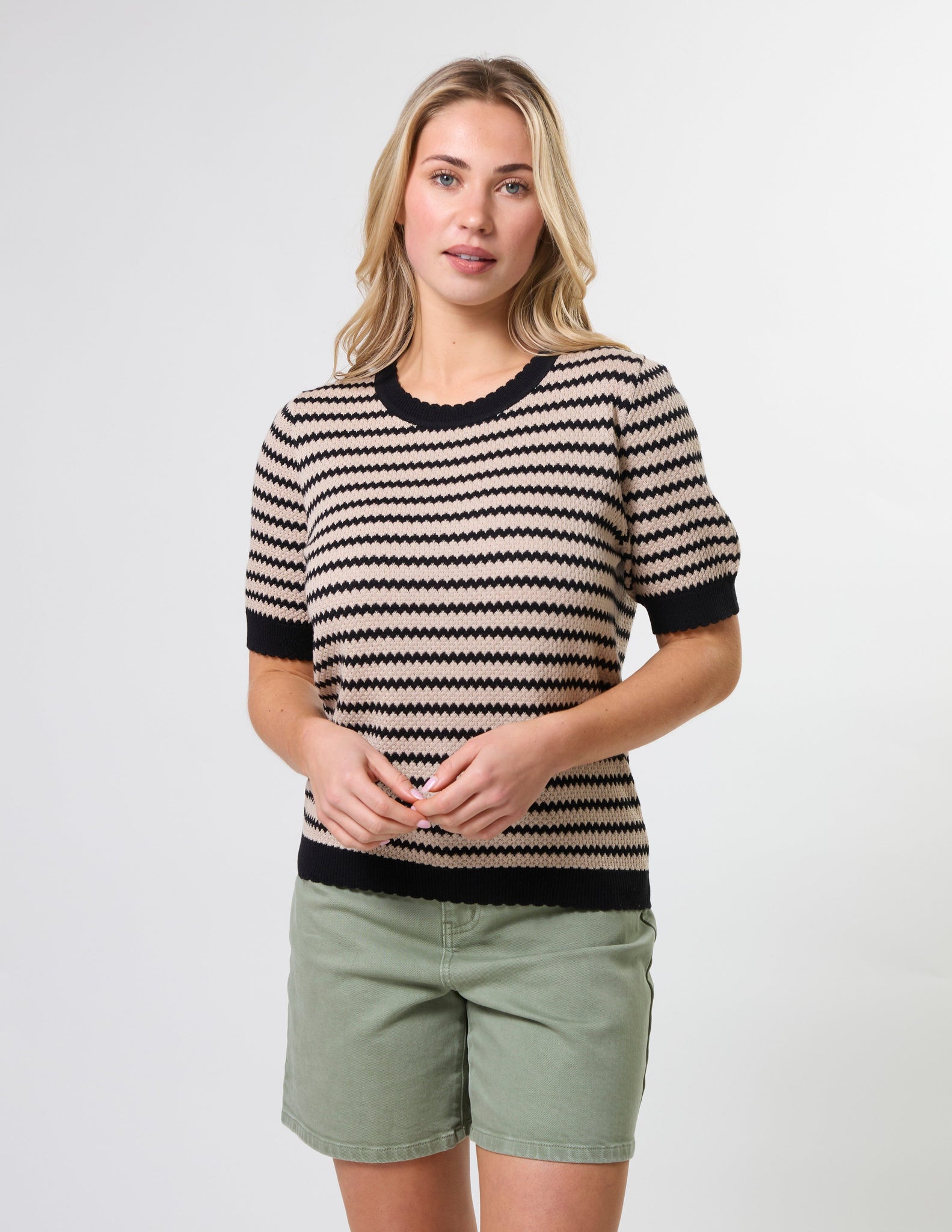 Charly Knit Sand/Black Stripe