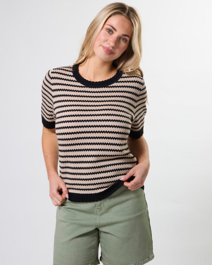 Charly Knit Sand/Black Stripe