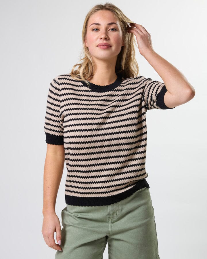 Charly Knit Sand/Black Stripe