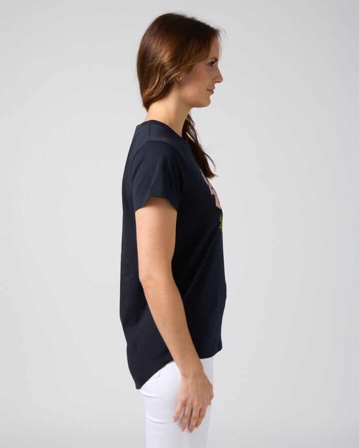 Classic Tee Blushing Blooms Navy