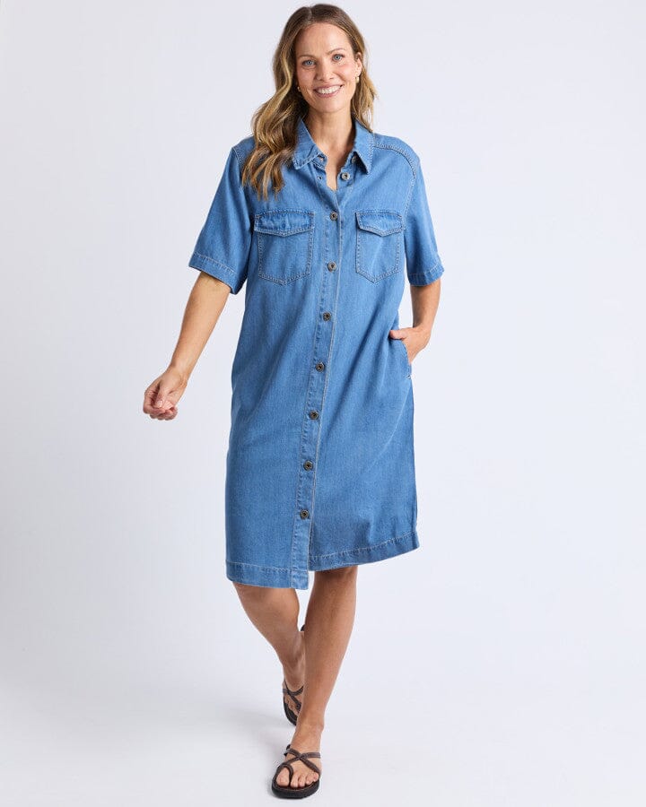 Cora Denim Dress Mid Blue