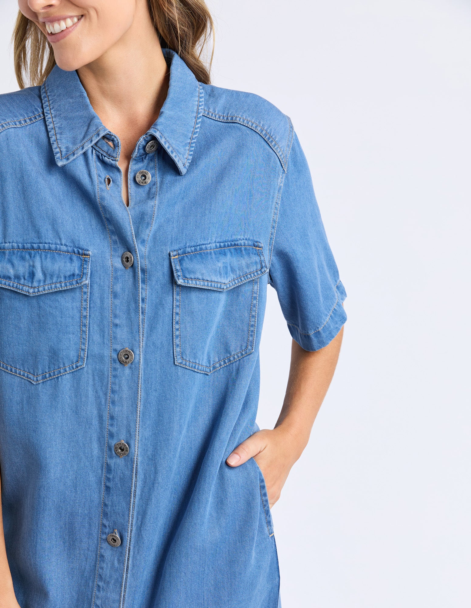 Cora Denim Dress Mid Blue