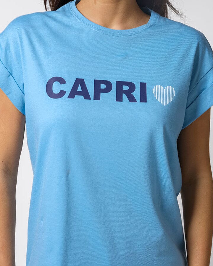 CUFF SLEEVE T SHIRT CAPRI LOVE BLUE