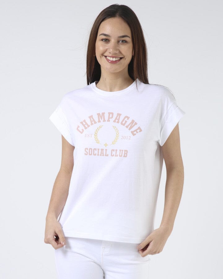 Cuff Sleeve T-Shirt White Champagne Social Club