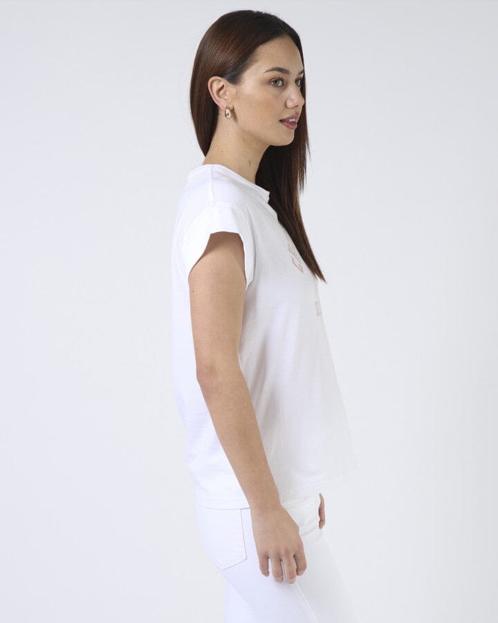 Cuff Sleeve T-Shirt White Champagne Social Club