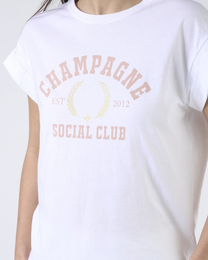 Cuff Sleeve T-Shirt White Champagne Social Club