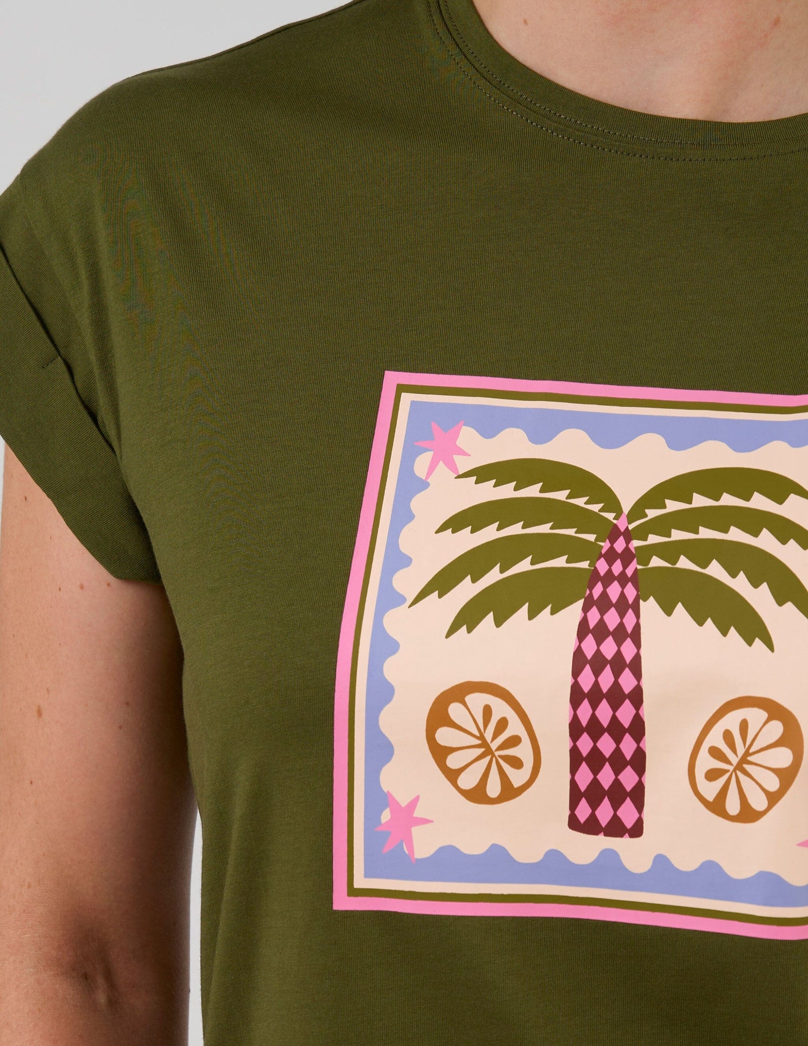 Cuff Tee Palm Khaki