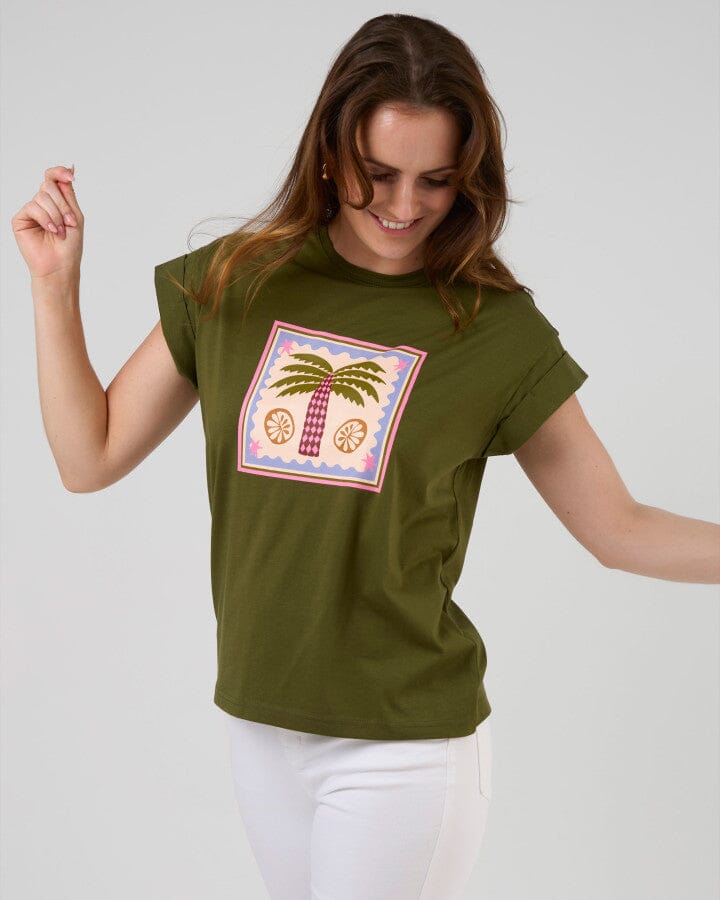 Cuff Tee Palm Khaki