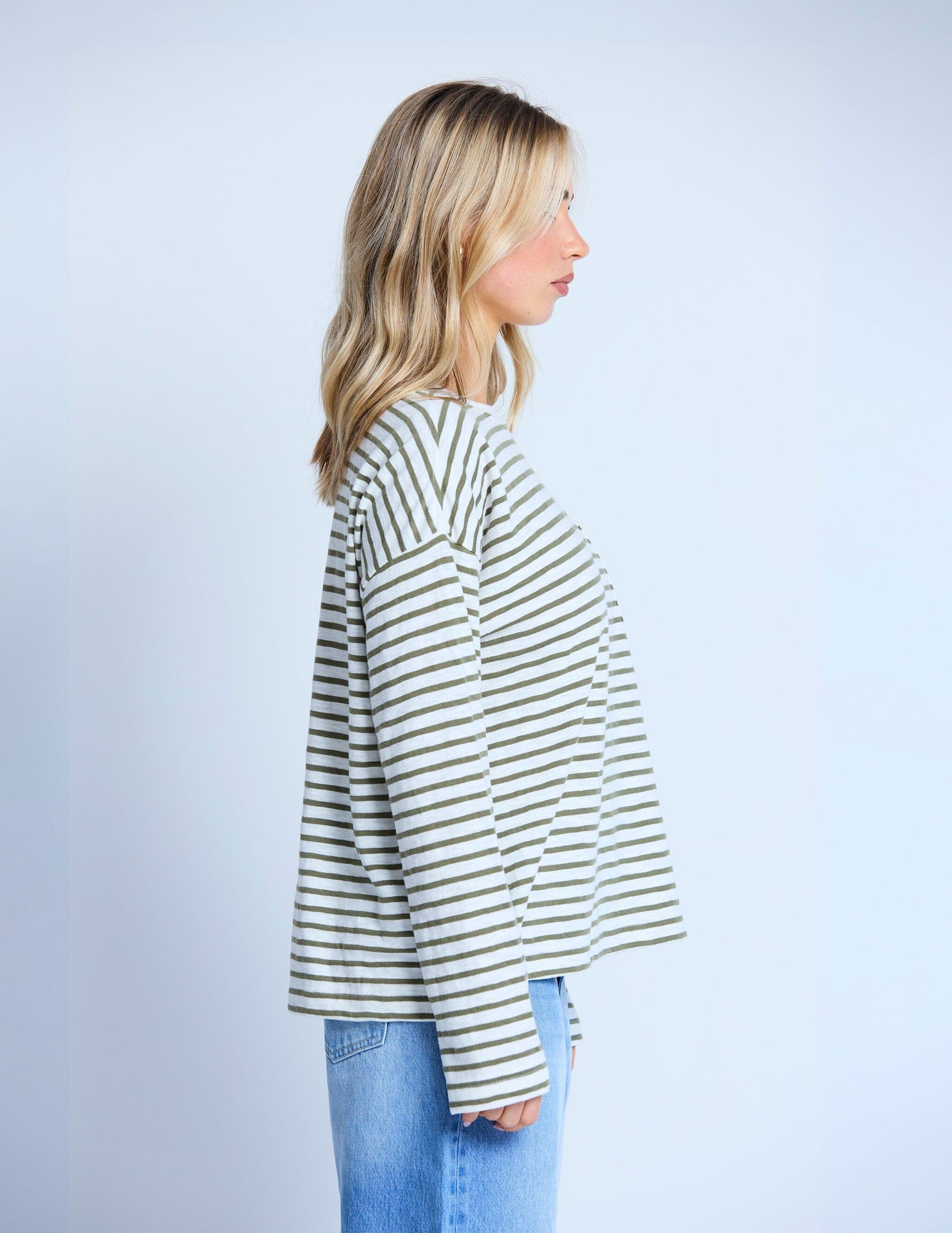 Drop Shoulder Tee  Herbal Stripe