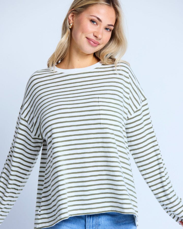 Drop Shoulder Tee  Herbal Stripe