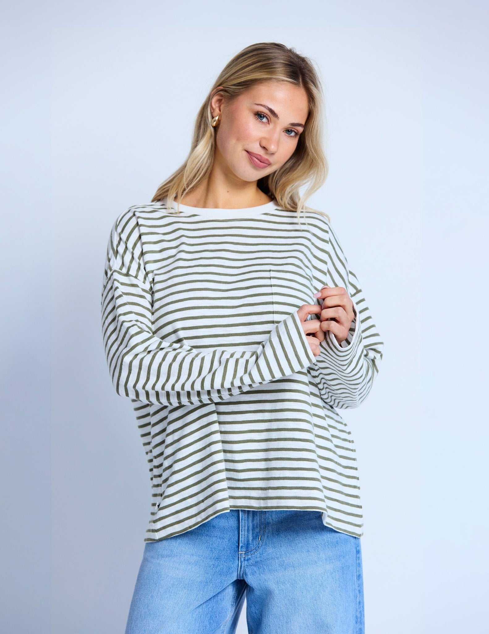 Drop Shoulder Tee  Herbal Stripe
