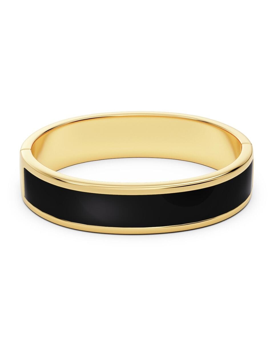 FRAME BANGLE ENAMEL BLACK GOLD