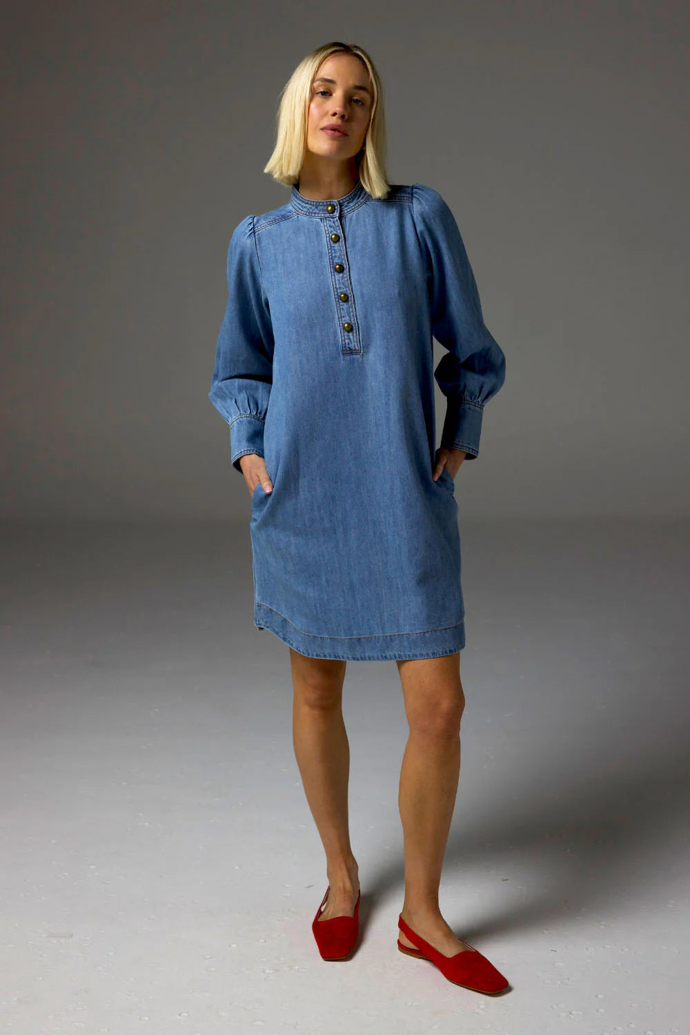 Elocution Dress - Light Washed Denim