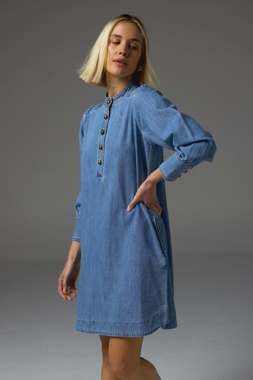 Elocution Dress - Light Washed Denim