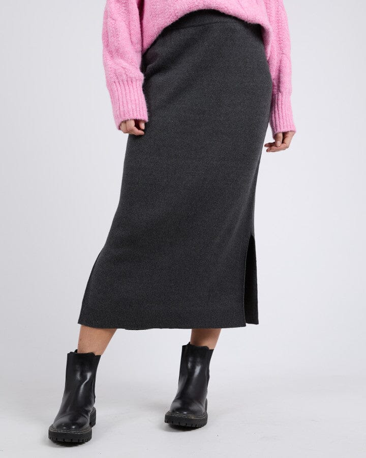 ELODIE KNIT SKIRT CHARCOAL MARLE