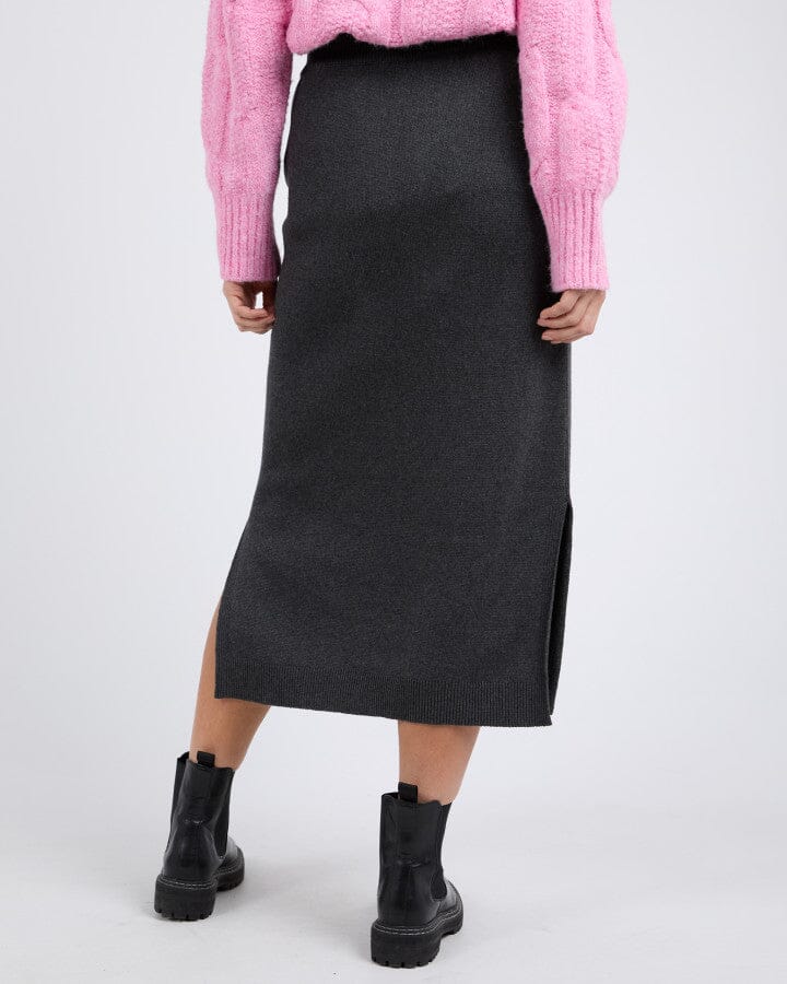 ELODIE KNIT SKIRT CHARCOAL MARLE