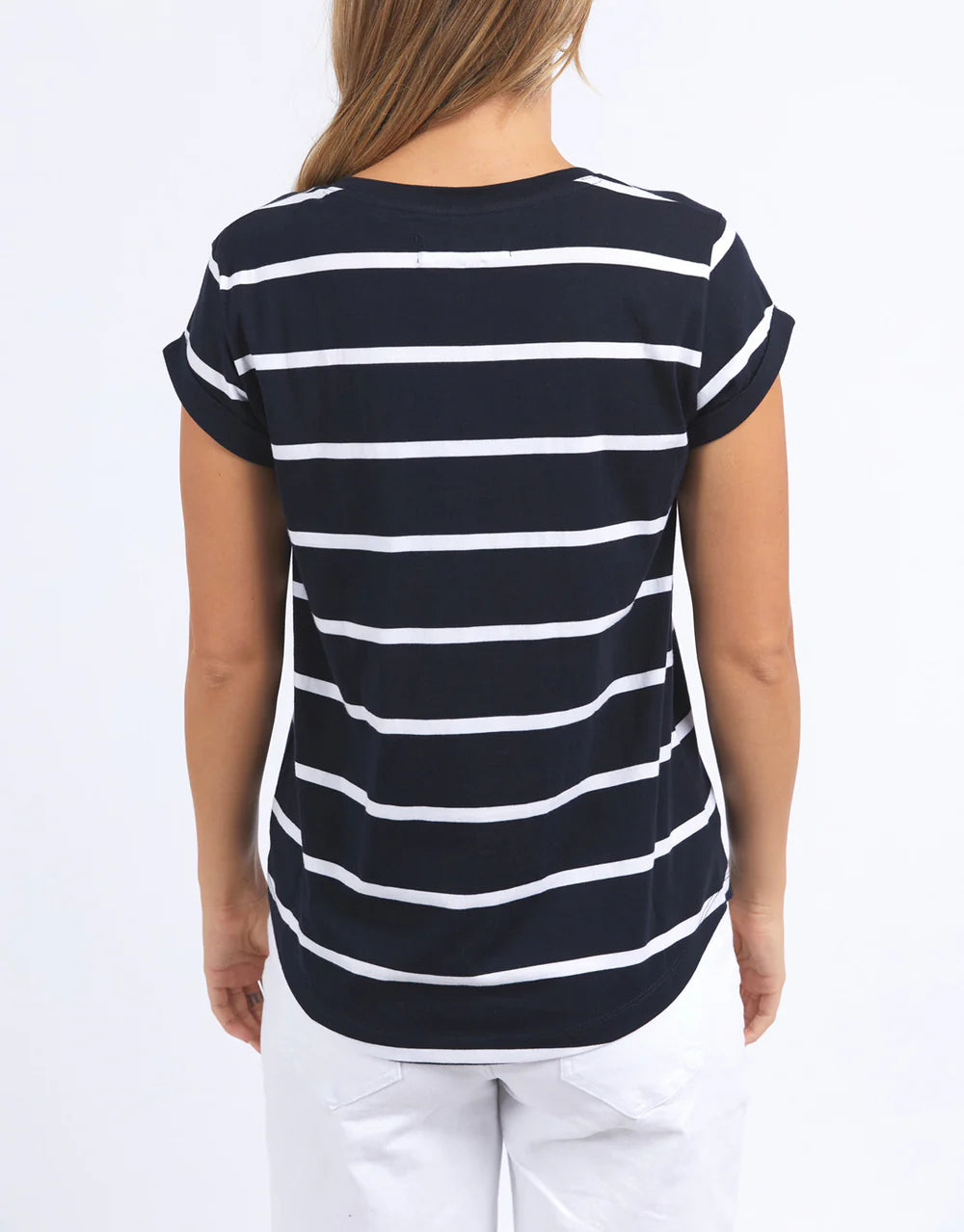 MANLY STRIPE VEE TEE - NAVY