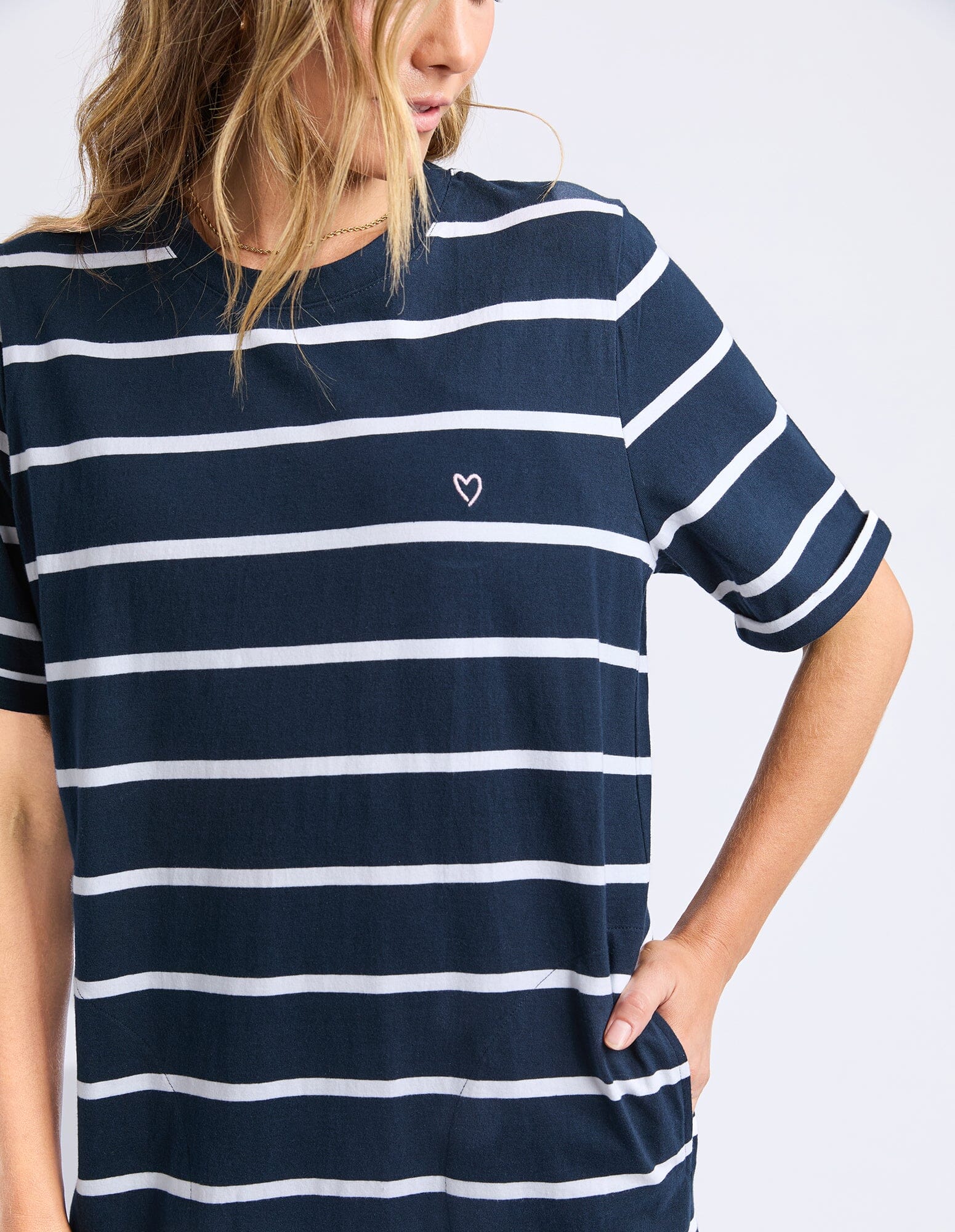 Halli Dress Stripe Navy/White