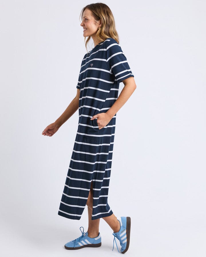 Halli Dress Stripe Navy/White