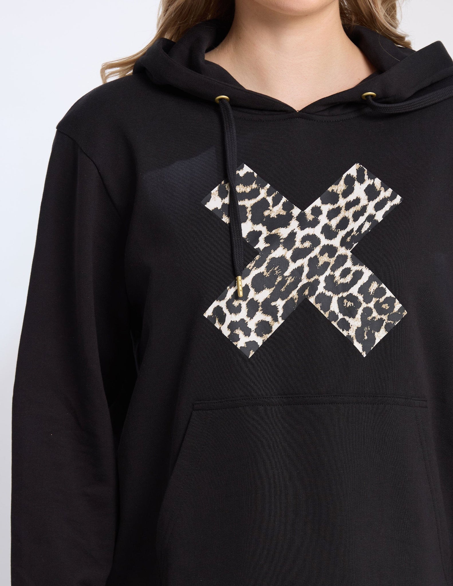 Hoodie Black Leopard Cross