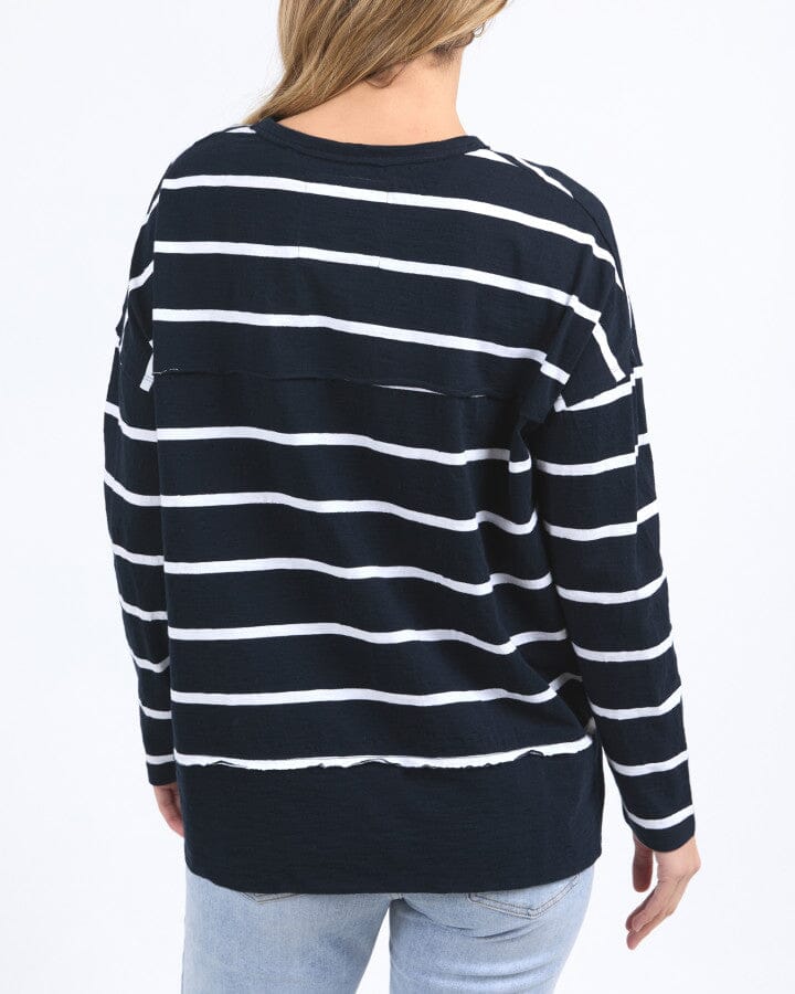 JAYNE STRIPE THROW ON TOP NAVY / WHITE STRIPE.