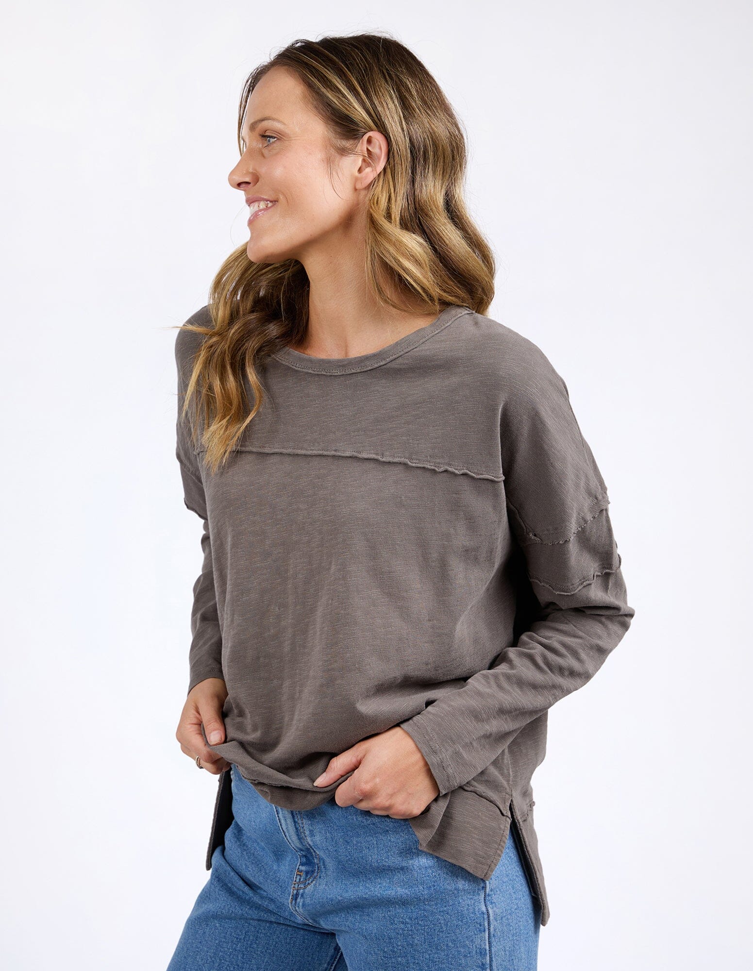 Jayne Throw On Top Stone Grey