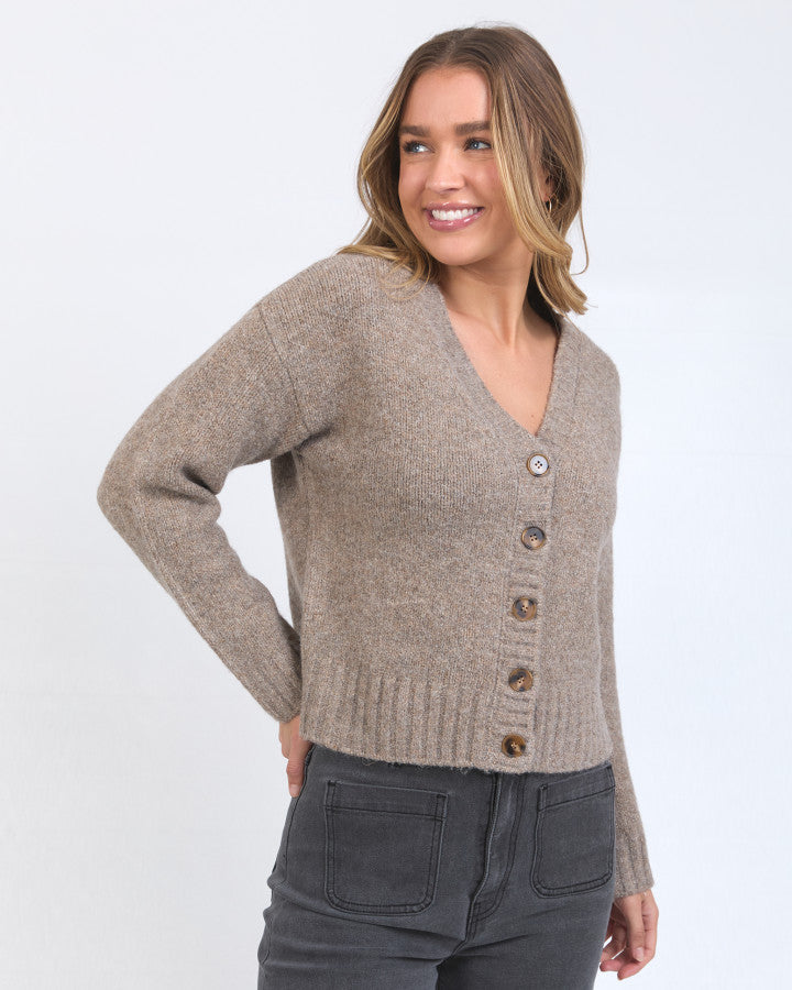 JENSEN BUTTON CARDI MUSHROOM