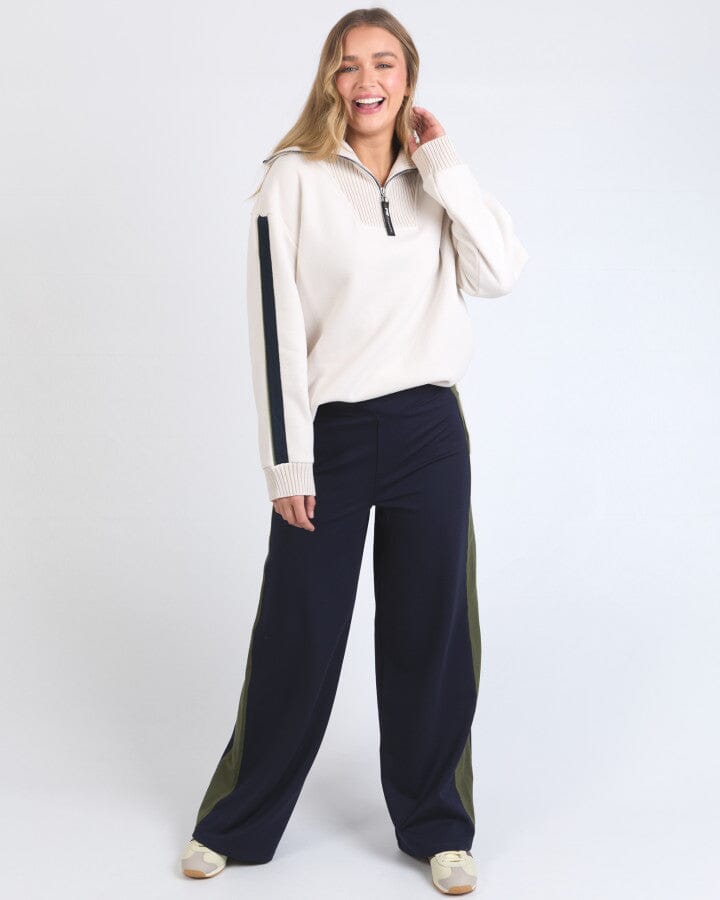 KNIT COLLAR CREW BONE