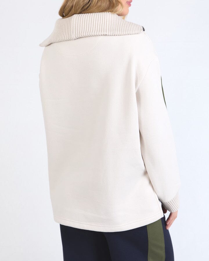KNIT COLLAR CREW BONE