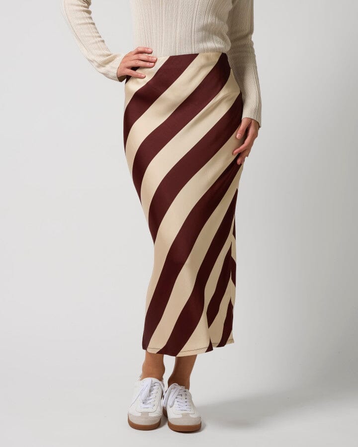 Liv Skirt Merlot Stripe