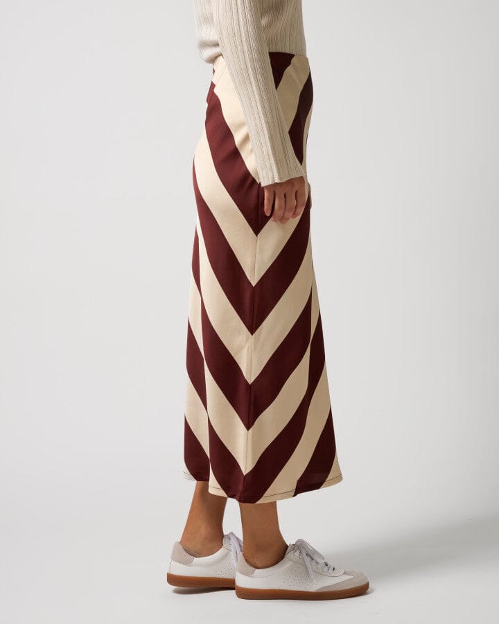 Liv Skirt Merlot Stripe