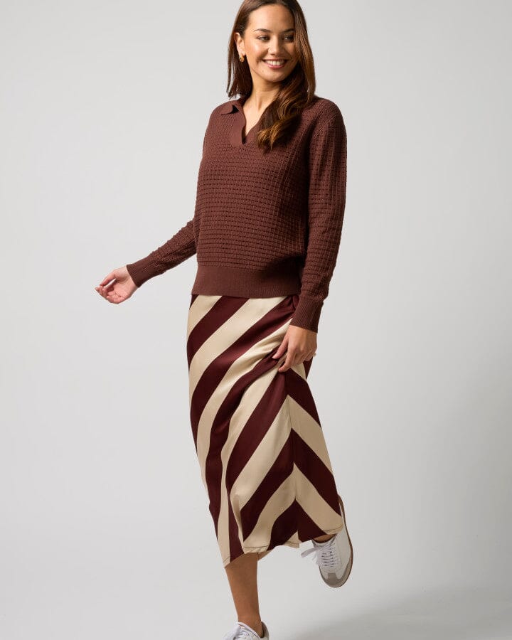 Liv Skirt Merlot Stripe