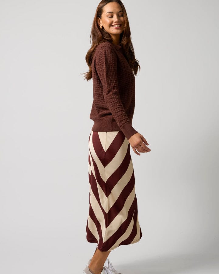 Liv Skirt Merlot Stripe