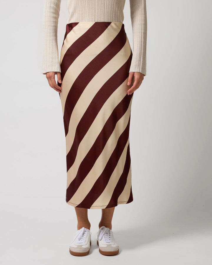 Liv Skirt Merlot Stripe