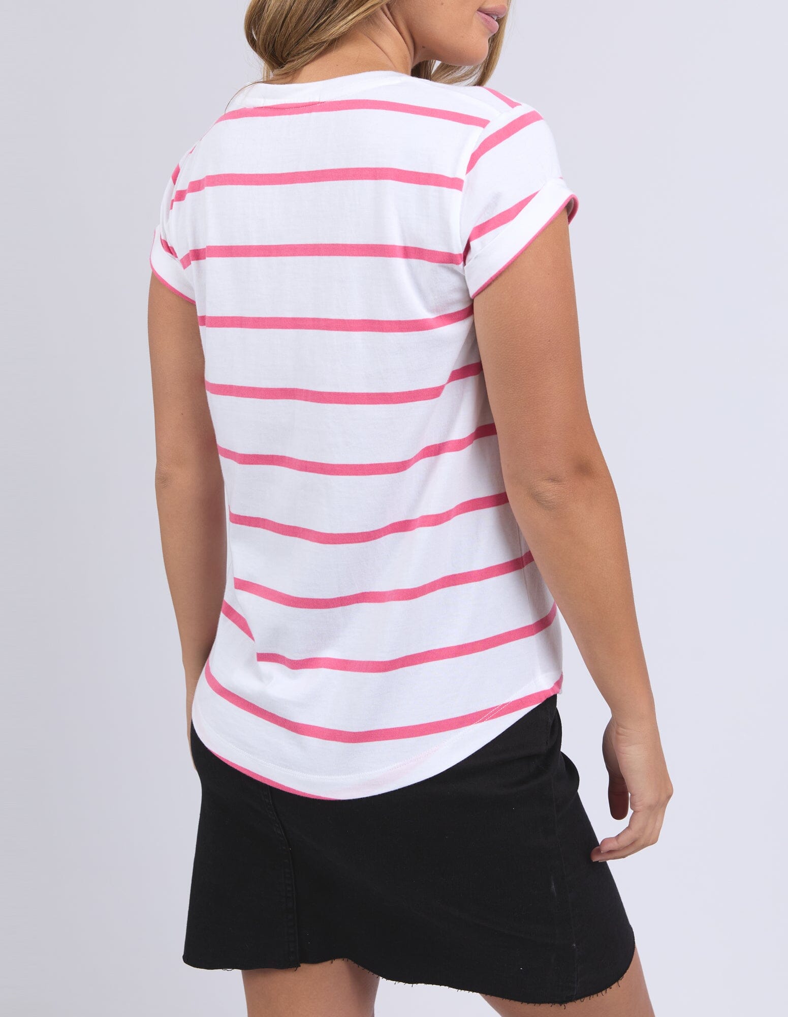 Manly Stripe Vee Tee Hot Pink