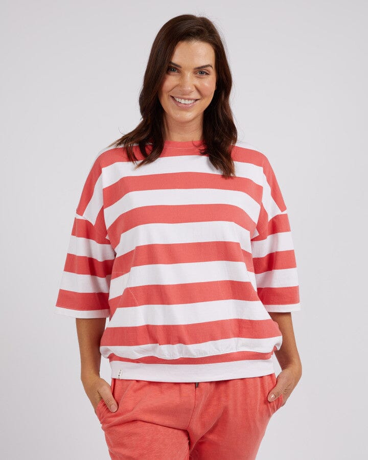 MAZIE BLOCK STRIPE SWEAT WATERMELON CRUSH AND WHITE STRIPE