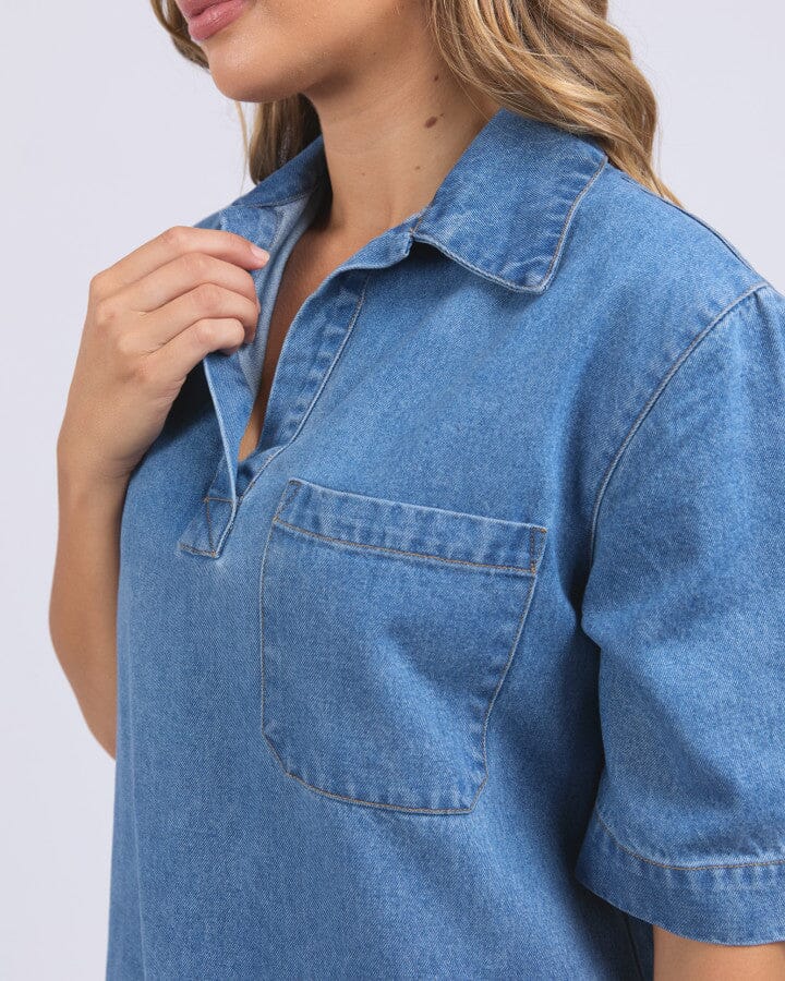 Monte Shirt Dress Mid Blue