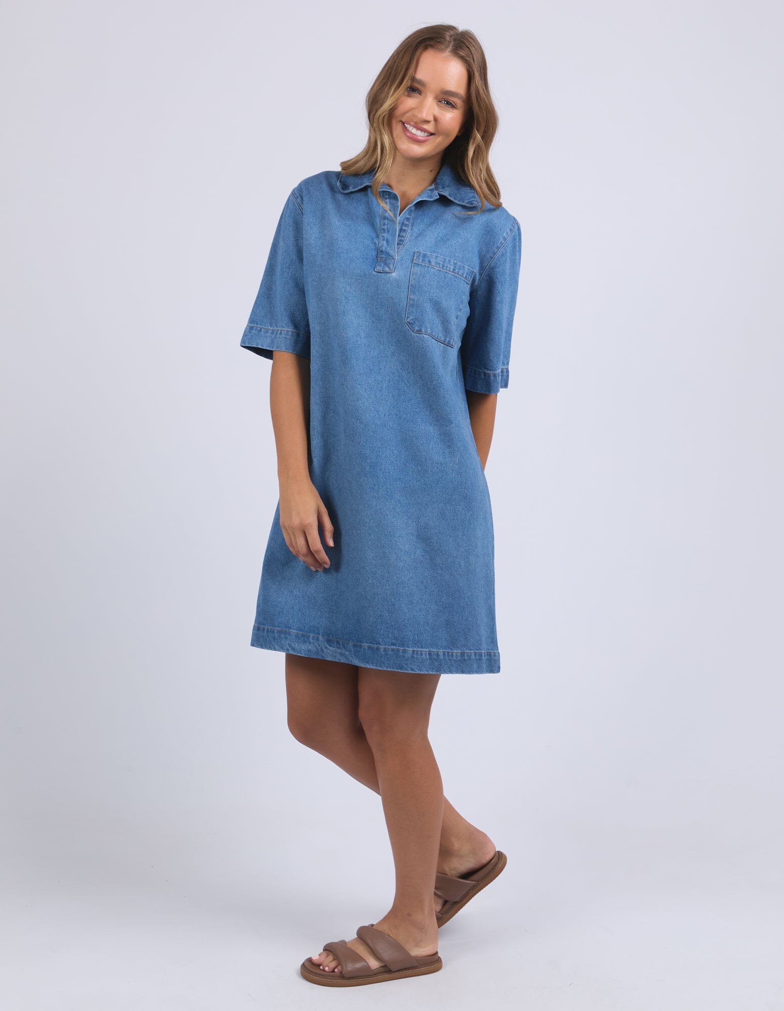 Monte Shirt Dress Mid Blue