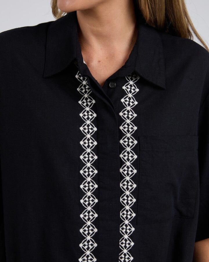 NINA EMBROIDED SHIRT BLACK