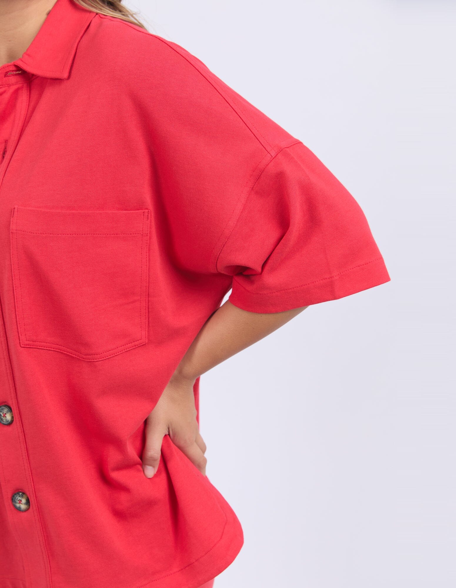 Pop Over Shirt Red