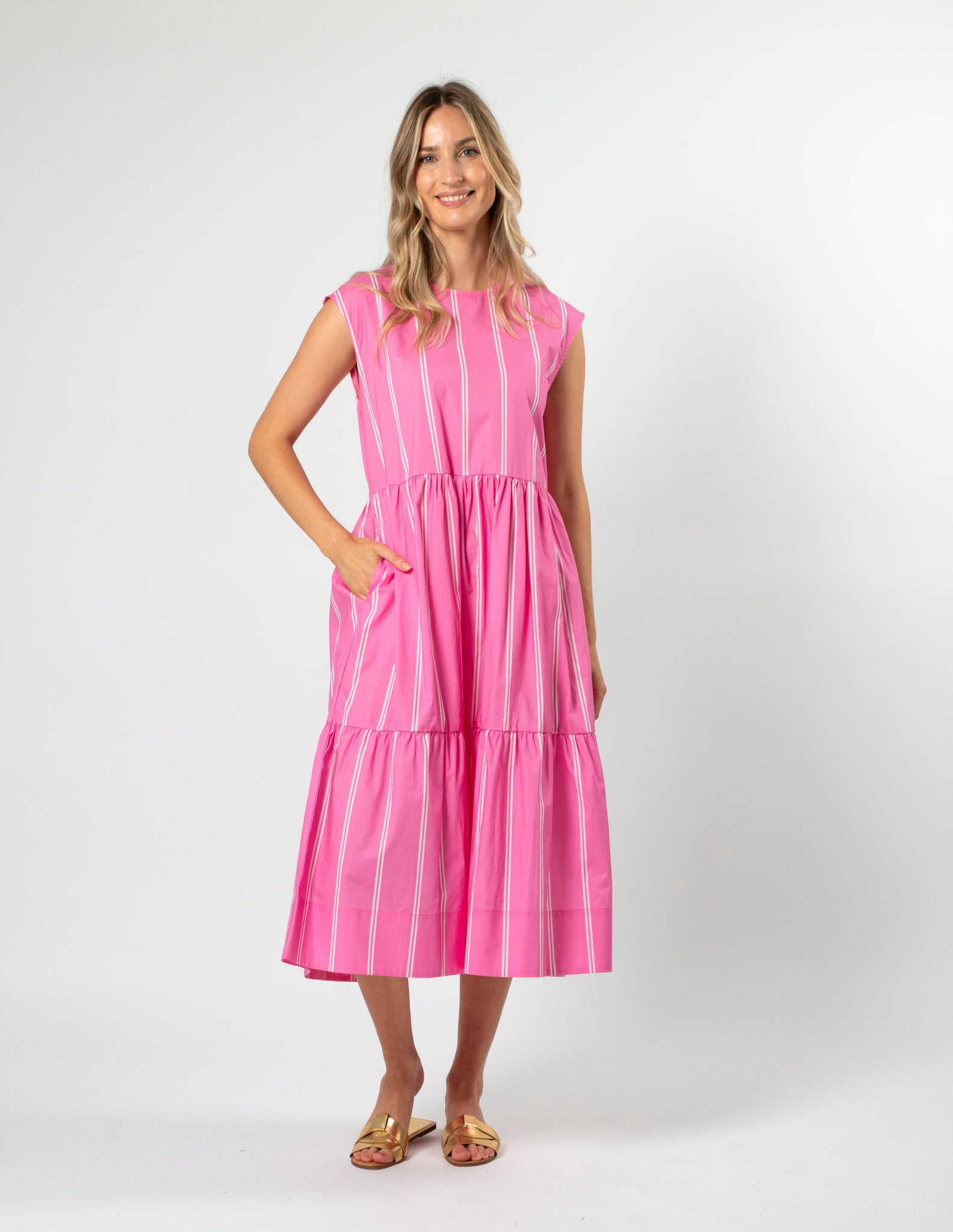 Rania Dress Bubblegum Stripe