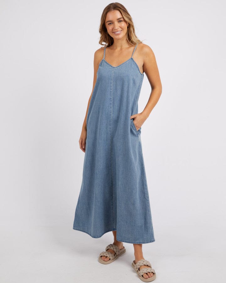 ROMA DENIM DRESS MID BLUE