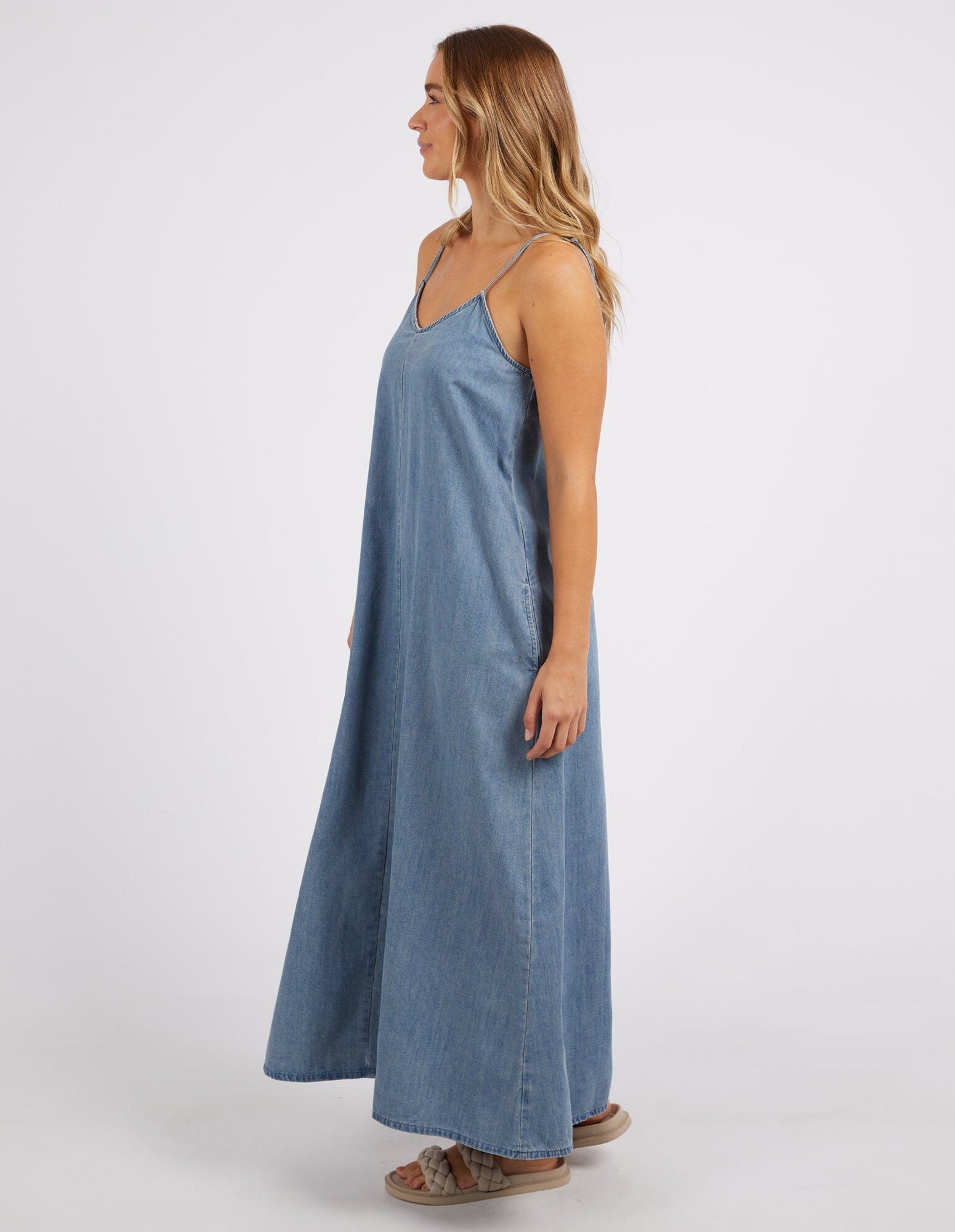 ROMA DENIM DRESS MID BLUE