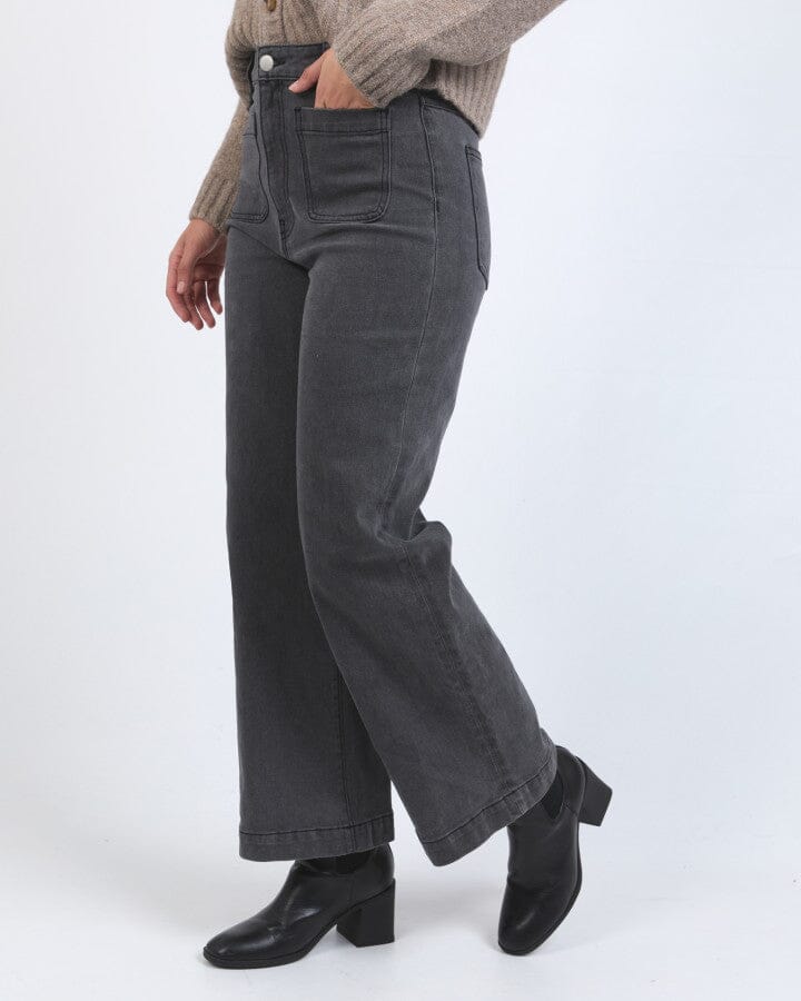 SARAH WIDE LEG JEAN WASHED BLACK